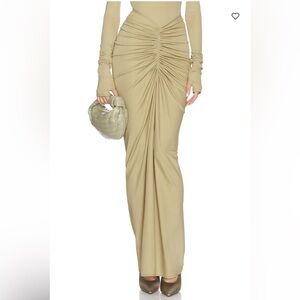 Helsa Matte Jersey Long Ruched Skirt